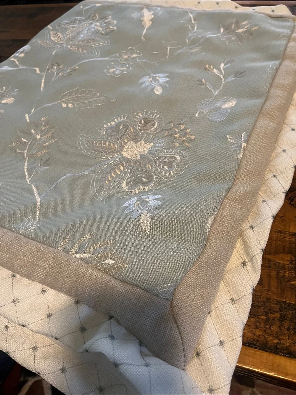 Classic Floral Embroidered Comforter in Sage Green King Size